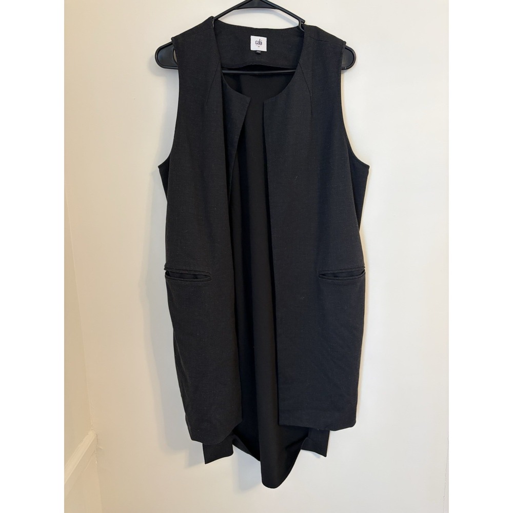 CABI 3178 Drafting Duster Long Vest Coat Size M Charcoal Duster Slits Open Front